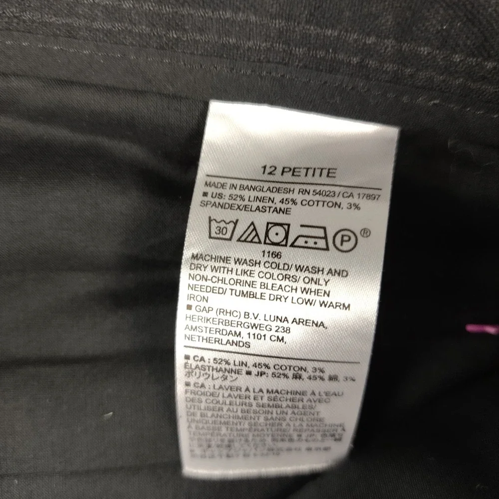 Banana Republic Pants Sz 12P Linen Blend Black Pleated Wide Leg Stretch EUC